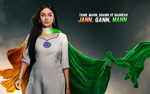 Divya Khosla in a tri-color saree in the first look poster of Bollywood  movie, Satyameva Jayate 2